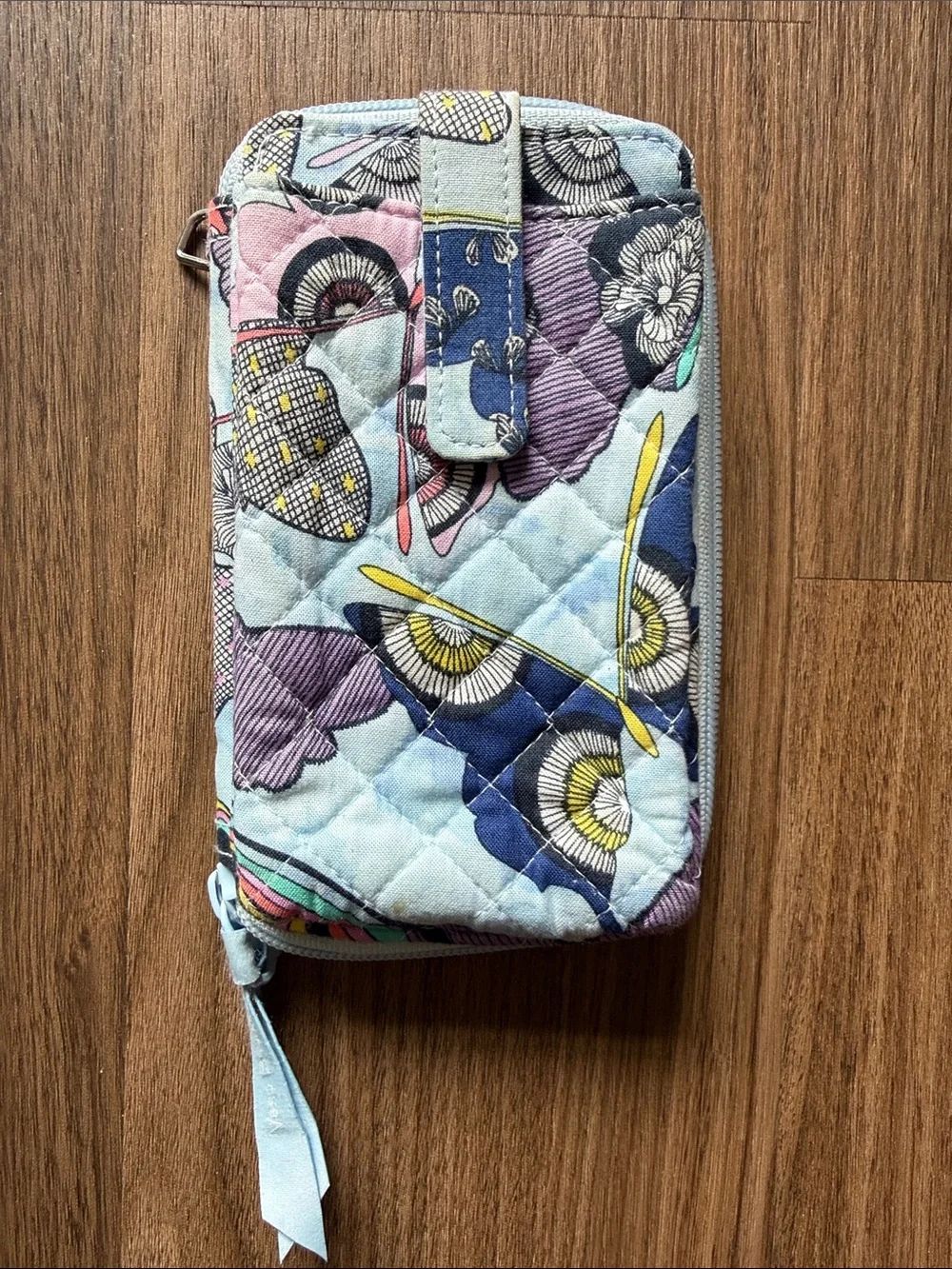Vera Bradley Quilted Floral Wristlet Wallet in Light Blue, Navy, Pink